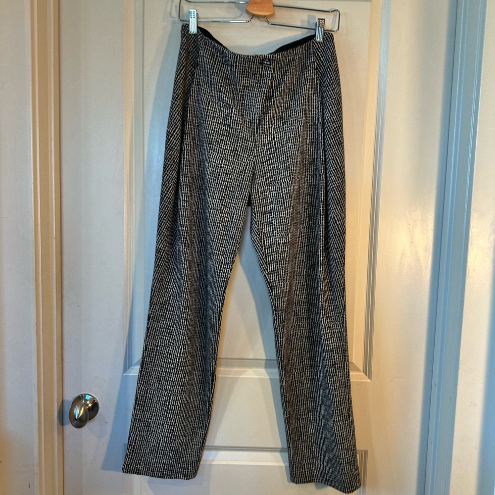 Giorgio Armani Black & White Check Virgin Wool Pleated Trouser Pants, Size 44 - Picture 7 of 7